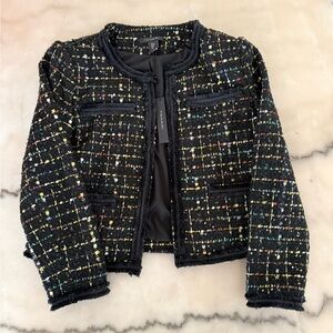 Zara Black Tweed Jacket with Colorful Details